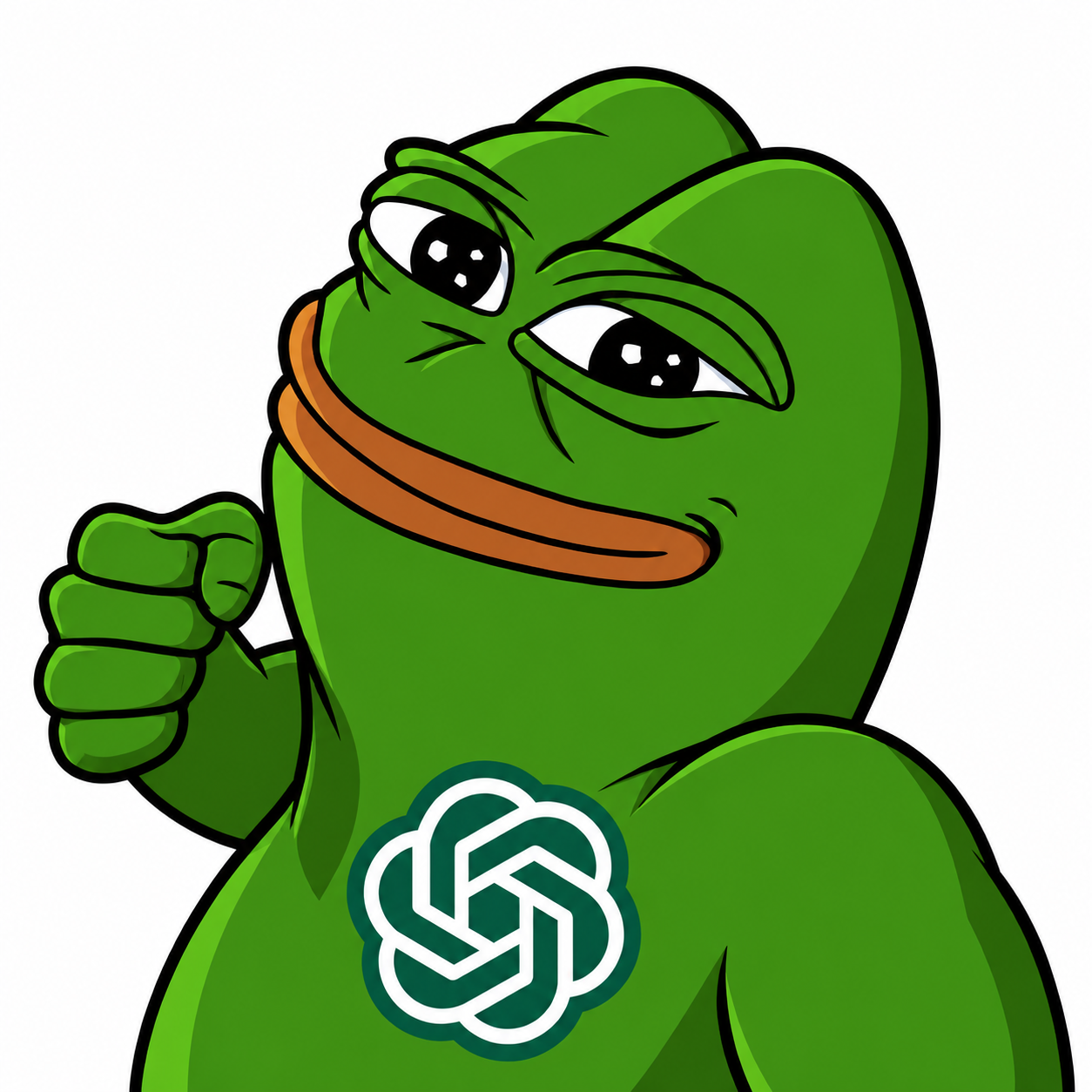 PepePunch GPT, a muscular green character with a raised fist and white AI-knot emblem